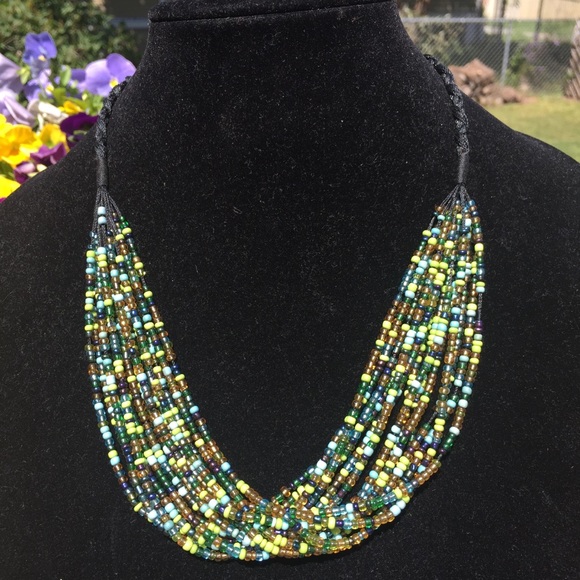 Beautiful 14 Strand Beaded Necklace - Picture 3 of 6